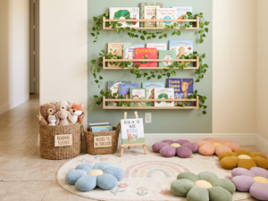 Cozy reading nook corner in a Kindred Kids classroom in Apopka, FL