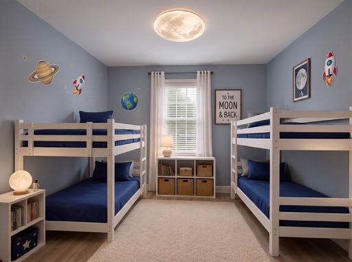 Weekend Childcare in Apopka, FL Cozy overnight room with bunk beds at Kindred Kids